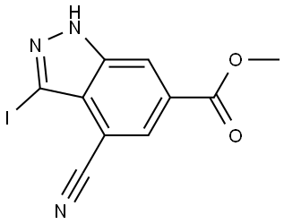 1H-Indazole-6-carboxylic acid, 4-cyano-3-iodo-, methyl ester 化学構造式