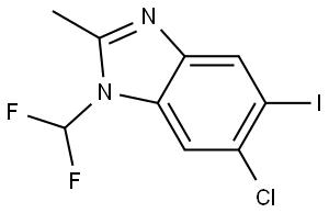 6-Chloro-1-(difluoromethyl)-5-iodo-2-methyl-1H-benzo[d]imidazole Structure