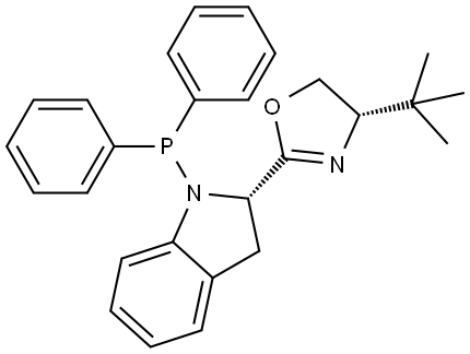 (S)-4-(叔丁基)-2-((S)-1-(二苯基膦基)吲哚啉-2-基)-4,5-二氢恶唑 结构式