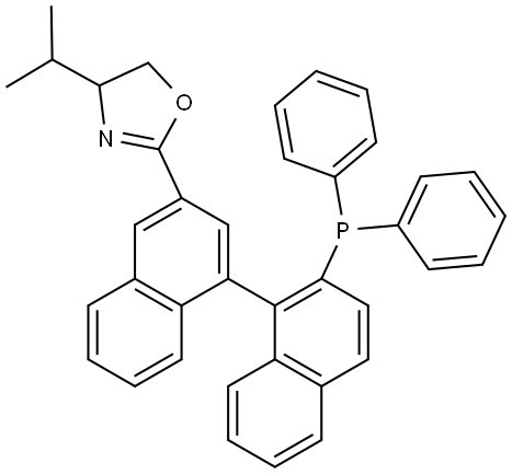 (R)-2-((S)-2'-(二苯基膦基)-[1,1'-联萘]-3-基)-4-异丙基-4,5-二氢恶唑,2757287-67-3,结构式