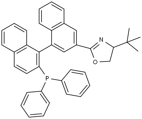 (R)-4-(叔丁基)-2-((S)-2'-(二苯基膦基)-[1,1'-联萘]-3-基)-4,5-二氢恶唑 结构式