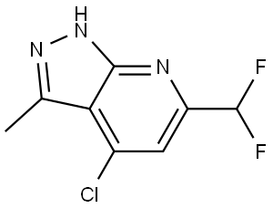 4-chloro-6-(difluoromethyl)-3-methyl-1H-pyrazolo[3,4-b]pyridine 化学構造式