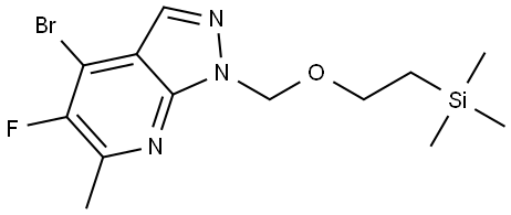 4-Bromo-5-fluoro-6-methyl-1-((2-(trimethylsilyl)ethoxy)methyl)-1H-pyrazolo[3,4-b]pyridine Struktur