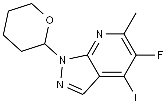 5-氟-4-碘-6-甲基-1-(四氢2H-吡喃-2-基)-1H-吡唑并[3,4-B]吡啶 结构式