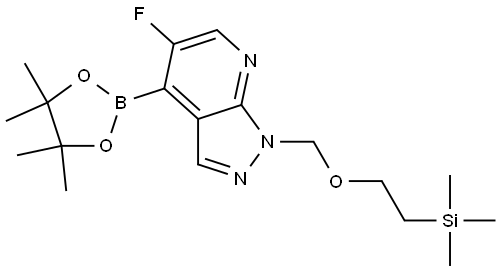 5-fluoro-4-(4,4,5,5-tetramethyl-1,3,2-dioxaborolan-2-yl)-1-((2-(trimethylsilyl)ethoxy)methyl)-1H-pyrazolo[3,4-b]pyridine Structure