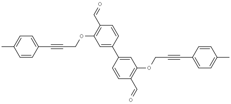 [1,1′-Biphenyl]-4,4′-dicarboxaldehyde, 3,3′-bis[[3-(4-methylphenyl)-2-propyn-1-yl]oxy]- Structure