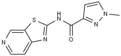 1-methyl-N-(thiazolo[5,4-c]pyridin-2-yl)-1H-pyrazole-3-carboxamide 化学構造式