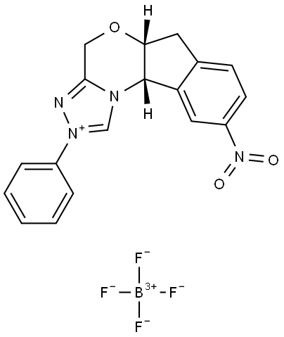 (5AR,10bS)-9-nitro-2-phenyl-5a,10b-dihydro-4H,6H-indeno[2,1-b][1,2,4]triazolo[4,3-d][1,4]oxazin-2-ium tetrafluoroborate Struktur