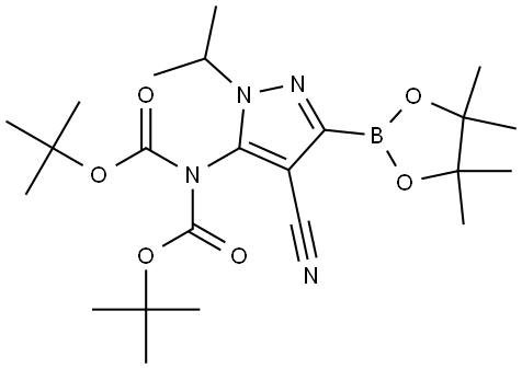 叔丁基(叔丁氧羰基)(4-氰基-1-异丙基-3-(4,4,5,5-四甲基-1,3,2-二氧杂硼烷-2-基)-1H-吡唑-5-基)氨基甲酸酯,2770406-42-1,结构式