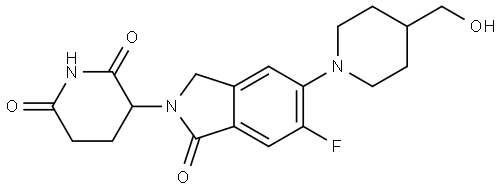 2,6-Piperidinedione, 3-[6-fluoro-1,3-dihydro-5-[4-(hydroxymethyl)-1-piperidinyl]-1-oxo-2H-isoindol-2-yl]- Structure