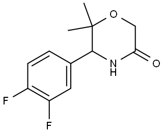 (S)-5-(3,4-difluorophenyl)-6,6-dimethylmorpholin-3-one Struktur