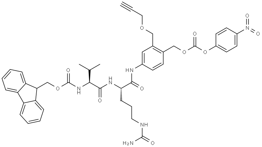 Fmoc-Val-Cit-Propargoxy methyl-PAB-PNP 结构式