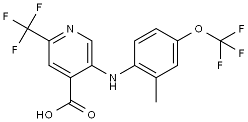 5-{[2-methyl-4-(trifluoromethoxy)phenyl]amino}-2-(trifluoromethyl)pyridine-4-carboxylic acid 化学構造式