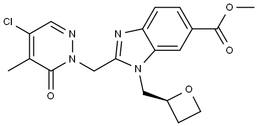 methyl (S)-2-((4-chloro-5-methyl-6-oxopyridazin-1(6H)-yl)methyl)-1-(oxetan-2-ylmethyl)-1H-benzo[d]imidazole-6-carboxylate Struktur