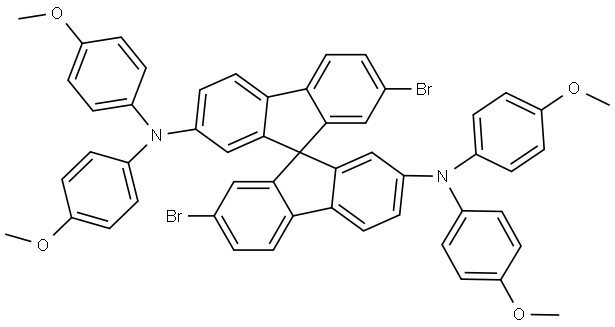 9,9′-Spirobi[9H-fluorene]-2,2′-diamine, 7,7′-dibromo-N2,N2,N2′,N2′-tetrakis(4-methoxyphenyl)- (ACI) Structure