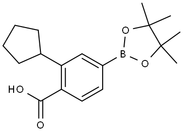 2-Cyclopentyl-4-(4,4,5,5-tetramethyl-1,3,2-dioxaborolan-2-yl)benzoic acid 结构式