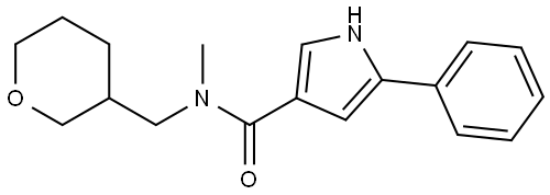 N-methyl-5-phenyl-N-((tetrahydro-2H-pyran-3-yl)methyl)-1H-pyrrole-3-carboxamide Structure