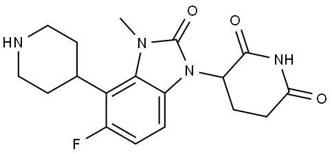 3-[5-fluoro-3-methyl-2-oxo-4-(4-piperidyl)benzoimidazol-1-yl]piperidine-2,6-dione Struktur