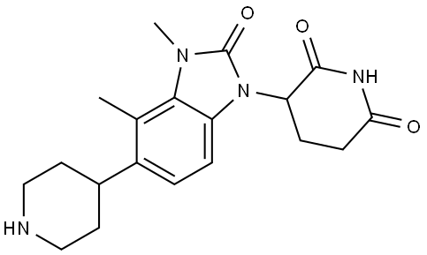 3-[3,4-dimethyl-2-oxo-5-(4-piperidyl)benzoimidazol-1-yl]piperidine-2,6-dione Struktur