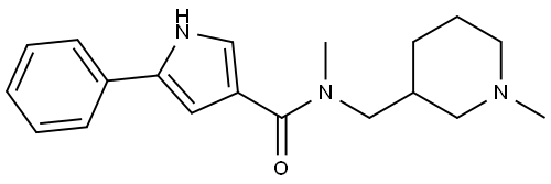 N-甲基-N-((1-甲基哌啶-3-基)甲基)-5-苯基-1H-吡咯-3-甲酰胺 结构式