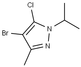 4-bromo-5-chloro-1-isopropyl-3-methyl-1H-pyrazole 化学構造式