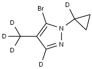 5-bromo-1-(cyclopropyl-1-d)-4-(methyl-d3)-1H-pyrazole-3-d Structure