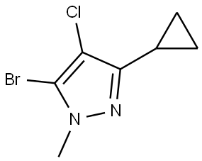 5-bromo-4-chloro-3-cyclopropyl-1-methyl-1H-pyrazole Struktur