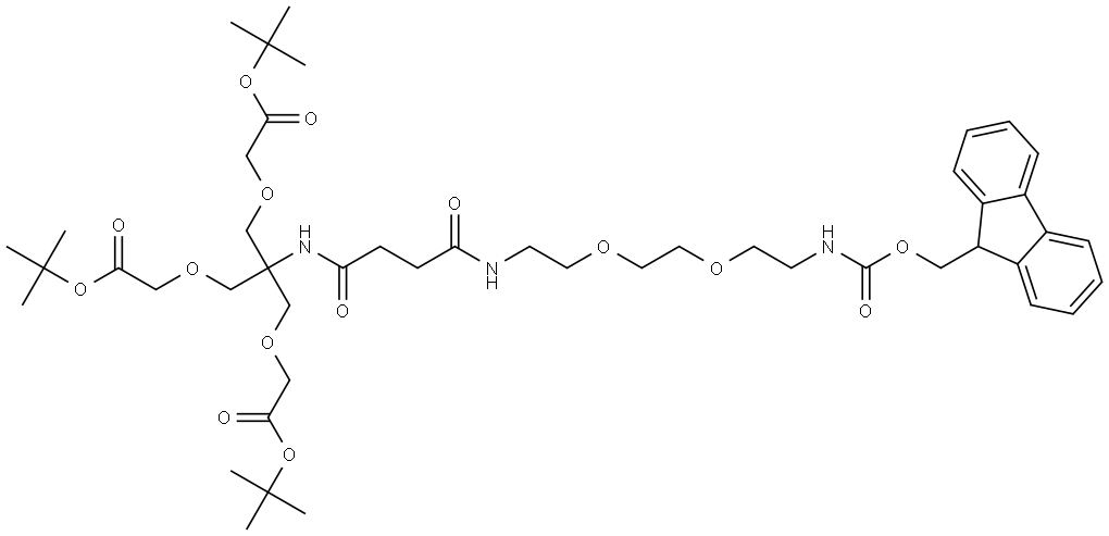tert-butyl 19,19-bis((2-(tert-butoxy)-2-oxoethoxy)methyl)-1-(9H-fluoren-9-yl)-3,14,17-trioxo-2,7,10,21-tetraoxa-4,13,18-triazatricosan-23-oate,2810895-56-6,结构式