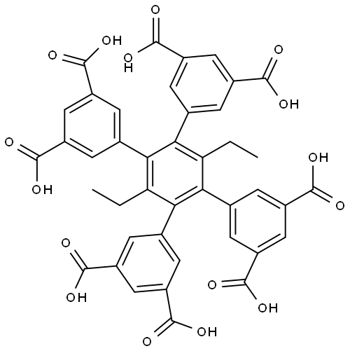 4',5'-bis(3,5-dicarboxyphenyl)-3',6'-diethyl-[1,1':2',1''-terphenyl]-2,3'',5,5''-tetracarboxylic acid Struktur