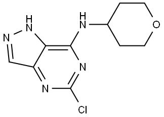 5-chloro-N-(tetrahydro-2H-pyran-4-yl)-1H-pyrazolo[4,3-d]pyrimidin-7-amine 结构式