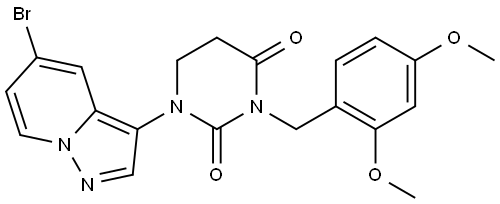 1-(5-bromopyrazolo[1,5-a]pyridin-3-yl)-3-(2,4-dimethoxybenzyl)dihydropyrimidine-2,4(1H,3H)-dione Struktur