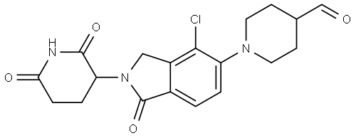 1-[4-chloro-2-(2,6-dioxo-3-piperidyl)-1-oxoisoindolin-5-yl]piperidine-4-carbaldehyde 结构式