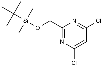 2-(((tert-butyldimethylsilyl)oxy)methyl)-4,6-dichloropyrimidine Struktur