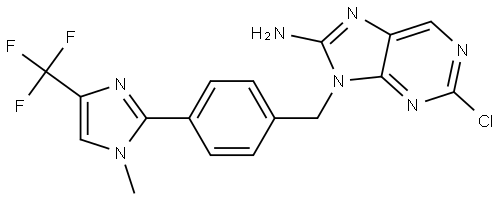 2-chloro-9-(4-(1-methyl-4-(trifluoromethyl)-1H-imidazol-2-yl)benzyl)-7,9-dihydro-8H-purin-8-imine 结构式