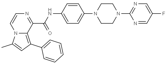 N-(4-(4-(5-fluoropyrimidin-2-yl)piperazin-1-yl)phenyl)-6-methyl-8-phenylpyrrolo[1,2-a]pyrazine-1-carboxamide Structure