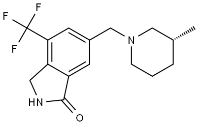 (R)-6-[(3-甲基-1-哌啶基)甲基]-4-(三氟甲基)异吲哚啉-1-酮,2847880-34-4,结构式