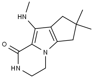 7,7-dimethyl-9-(methylamino)-3,4,7,8-tetrahydro-2H-cyclopenta[4,5]pyrrolo[1,2-a]pyrazin-1(6H)-one 结构式