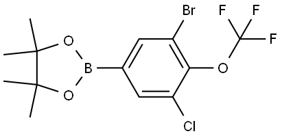 2-(3-溴-5-氯-4-(三氟甲氧基)苯基)-4,4,5,5-四甲基-1,3,2-二氧硼杂环戊烷 结构式