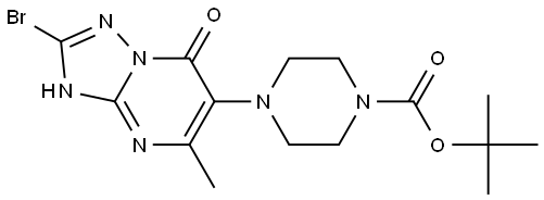 1-Piperazinecarboxylic acid, 4-(2-bromo-1,7-dihydro-5-methyl-7-oxo[1,2,4]triazolo[1,5-a]pyrimidin-6-yl)-, 1,1-dimethylethyl ester 结构式