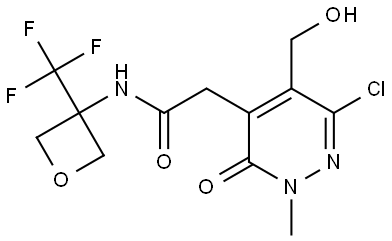 2-(6-chloro-5-(hydroxymethyl)-2-methyl-3-oxo-2,3-dihydropyridazin-4-yl)-N-(3-(trifluoromethyl)oxetan-3-yl)acetamide Structure