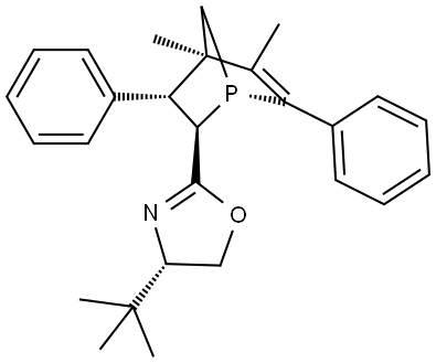 Oxazole, 2-[(1S,2R,3R,4R)-4,5-dimethyl-3,6-diphenyl-1-phosphabicyclo[2.2.1]hept-5-en-2-yl]-4-(1,1-dimethylethyl)-4,5-dihydro-, (4S)- Structure
