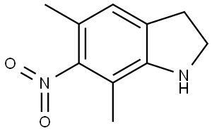 5,7-二甲基-6-硝基吲哚啉, 288459-77-8, 结构式