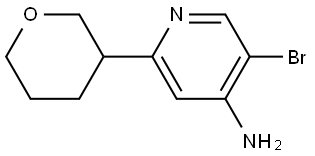 5-bromo-2-(tetrahydro-2H-pyran-3-yl)pyridin-4-amine 化学構造式