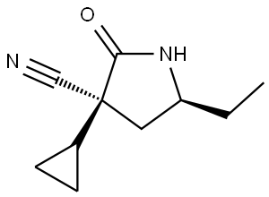 (3S,5S)-3-cyclopropyl-5-ethyl-2-oxo-pyrrolidine-3-carbonitrile Struktur