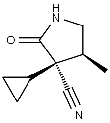 (3R,4S)-3-cyclopropyl-4-methyl-2-oxo-pyrrolidine-3-carbonitrile Struktur