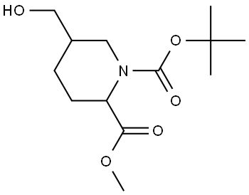 1-tert-butyl 2-methyl 5-(hydroxymethyl)piperidine-1,2-dicarboxylate 结构式