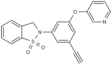 1,2-Benzisothiazole, 2-[3-ethynyl-5-(3-pyridinyloxy)phenyl]-2,3-dihydro-, 1,1-dioxide Structure