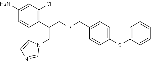 Benzenamine, 3-chloro-4-[1-(1H-imidazol-1-ylmethyl)-2-[[4-(phenylthio)phenyl]methoxy]ethyl 化学構造式