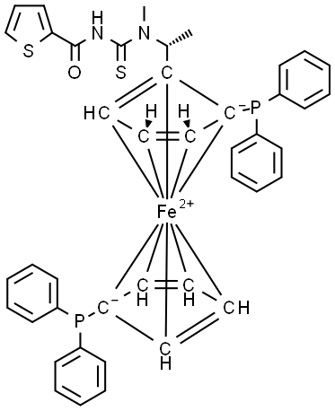 (2R)-1-[(1R)-1-[[(噻吩-2-羰基)氨基]硫氧甲基]甲基氨基]乙基]-1′,2-双(二苯基膦基)二茂铁, 2907054-11-7, 结构式
