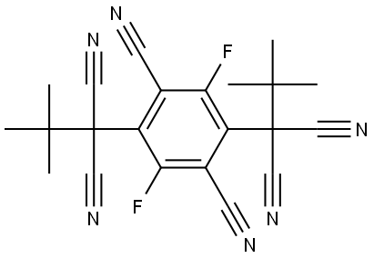 2,2'-(2,5-dicyano-3,6-difluoro-1,4-phenylene)bis(2-(tert-butyl)malononitrile) Struktur